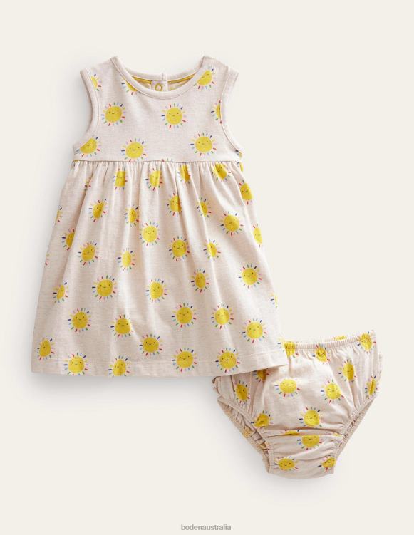 Sleeveless Jersey Dress Boden 24RTX3471 Clothing Baby Oatmeal Marl Rainbow Suns