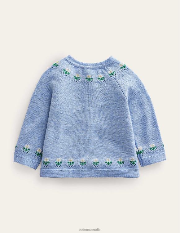 Embroidered Flower Cardigan Boden 24RTX3438 Clothing Baby Brunnera Blue