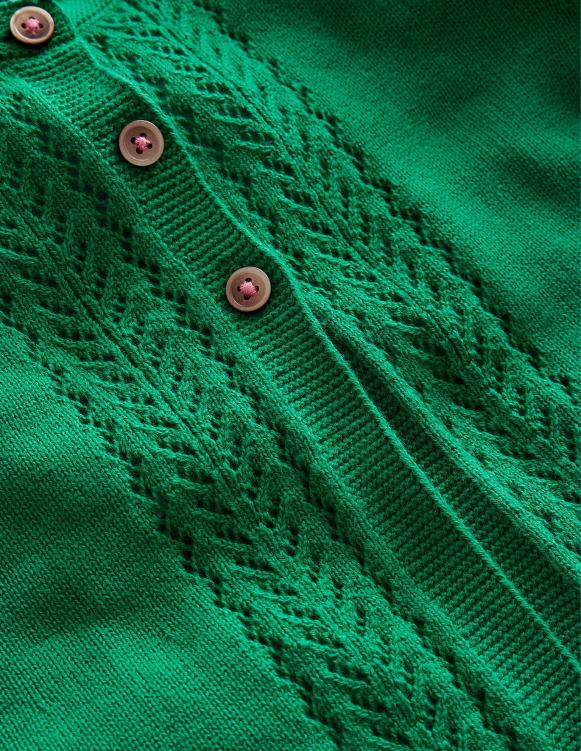 Pointelle Cotton Cardigan Boden 24RTX539 Clothing Baby Deep Green