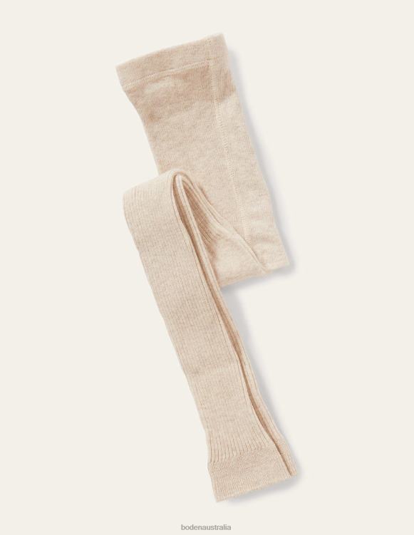 Ribbed Footless Tights Boden 24RTX569 Clothing Baby Oatmeal Marl
