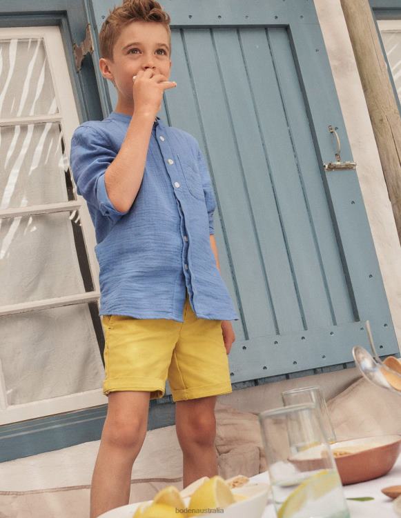 Double Cloth Grandad Shirt Boden 24RTX3323 Clothing Baby Delft Blue