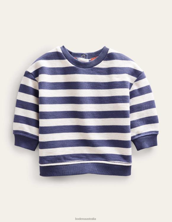 Stripy Sweatshirt Boden 24RTX3466 Clothing Baby Oatmeal/Navy