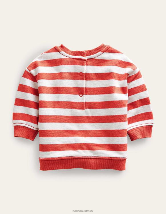 Stripy Sweatshirt Boden 24RTX3494 Clothing Baby Oatmeal/Red