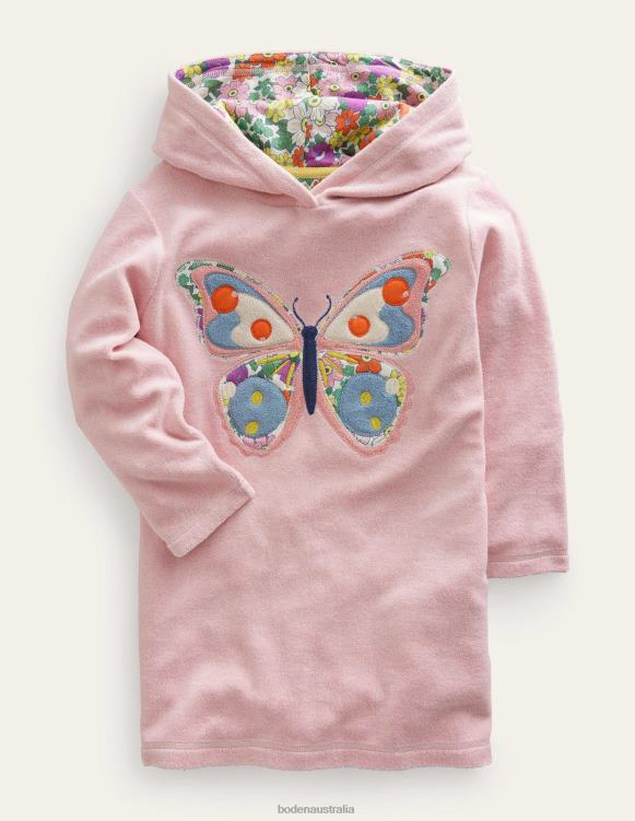 Logo Towelling Dress Boden 24RTX461 Clothing Baby French Pink Butterfly