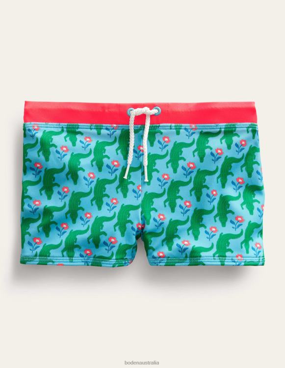 Swim Trunks Boden 24RTX474 Clothing Baby Aqua Crocodile Woodblock