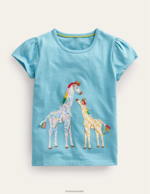Big Applique Top Boden 24RTX382 Clothing Baby Delphinium Blue Giraffe