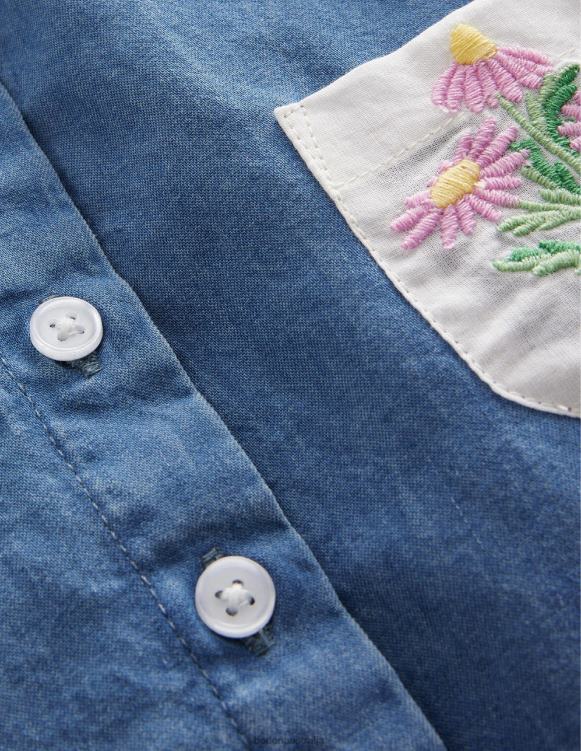 Chambray Collar Top Boden 24RTX3364 Clothing Baby Mid Chambray