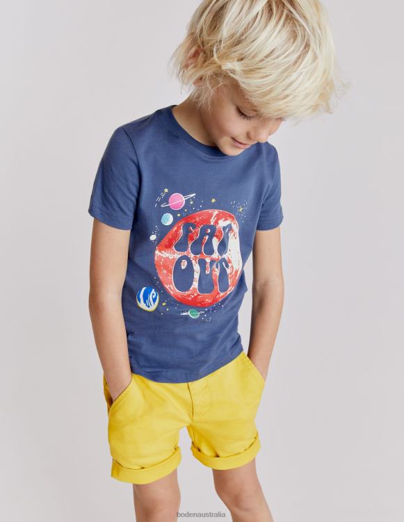 Glow Slogan T-shirt Boden 24RTX3436 Clothing Baby Robot Blue Space
