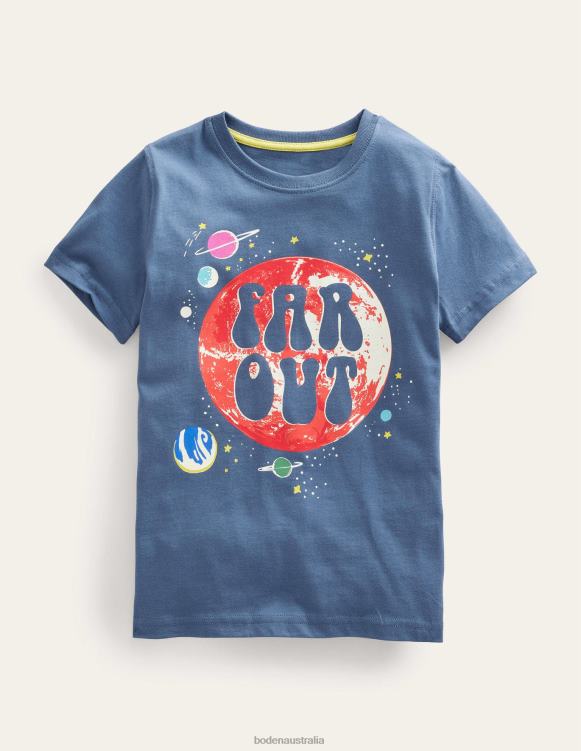 Glow Slogan T-shirt Boden 24RTX3436 Clothing Baby Robot Blue Space
