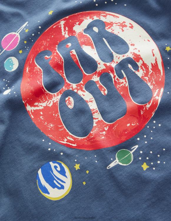 Glow Slogan T-shirt Boden 24RTX3436 Clothing Baby Robot Blue Space