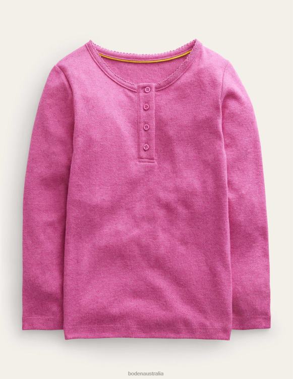 Henley Pointelle Top Boden 24RTX421 Clothing Baby Phlox Pink
