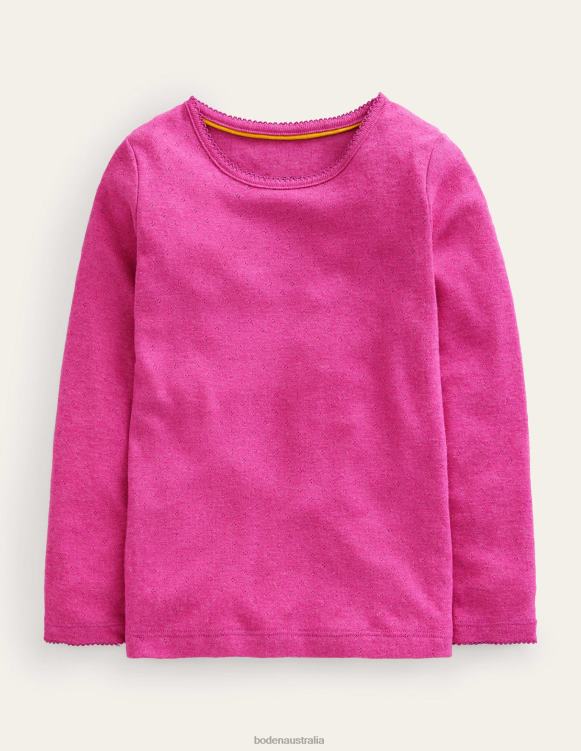 Long Sleeve Pointelle Top Boden 24RTX407 Clothing Baby Phlox Pink