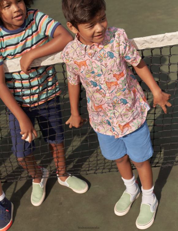Cotton-Linen Shirt Boden 24RTX850 Clothing Boys Cameo Pink Tropical Garden