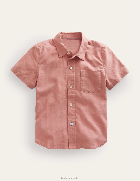 Cotton Linen Shirt Boden 24RTX854 Clothing Boys Rose Pink