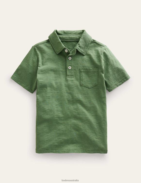 Slubbed-Jersey Polo Shirt Boden 24RTX855 Clothing Boys Safari Green