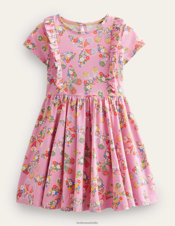 Frilly Twirly Dress Boden 24RTX3288 Clothing Girls Formica Pink Butterflies