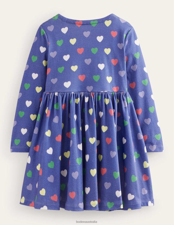 Jersey Ballerina Dress Boden 24RTX750 Clothing Girls College Navy Hearts