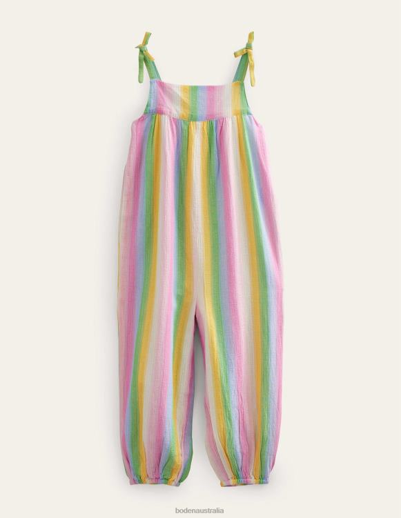Strappy Woven Jumpsuit Boden 24RTX2778 Clothing Girls Rainbow Gradient Stripe