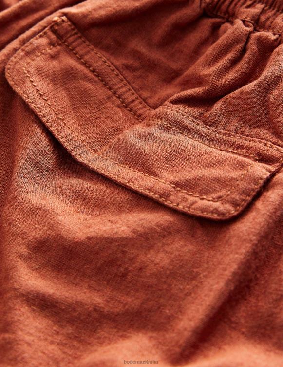 Linen Cotton Cargo Shorts Boden 24RTX2684 Clothing Girls Roasted Chestnut