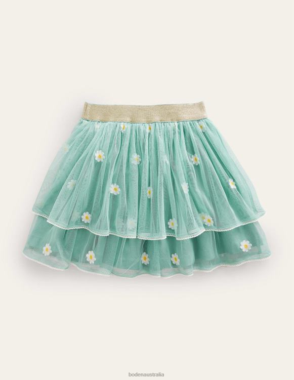 Embroidered Tulle Skirt Boden 24RTX2638 Clothing Girls Hot Spring Daisy Embroidery