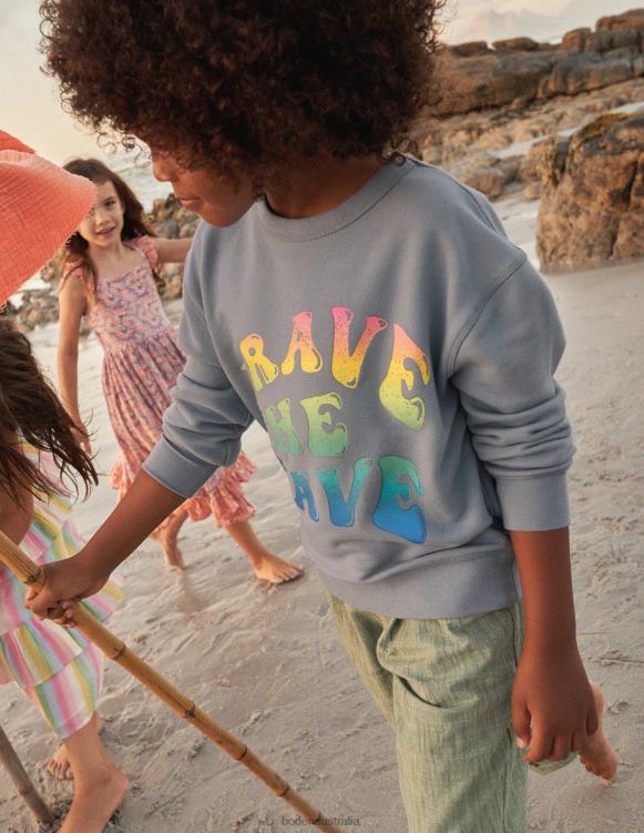 Logo Sweatshirt Boden 24RTX2979 Clothing Girls Pebble Blue