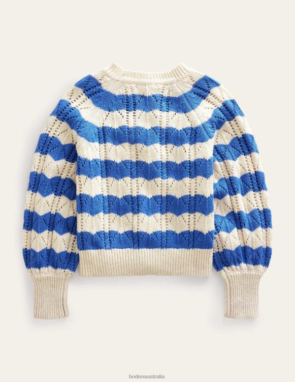 Relaxed Textured Jumper Boden 24RTX3174 Clothing Girls Blue Stripe