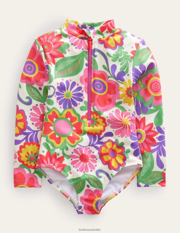 Long-sleeved Swimsuit Boden 24RTX2783 Clothing Girls Multi Rainbow Clouds