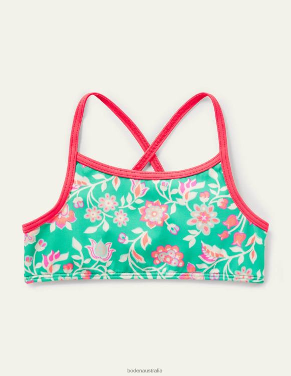 Patterned Bikini Top Boden 24RTX3123 Clothing Girls Tropical Green Paisley