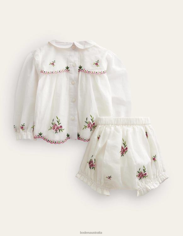 Embroidered Occasion Playset Boden 24RTX3252 Clothing Girls Ivory