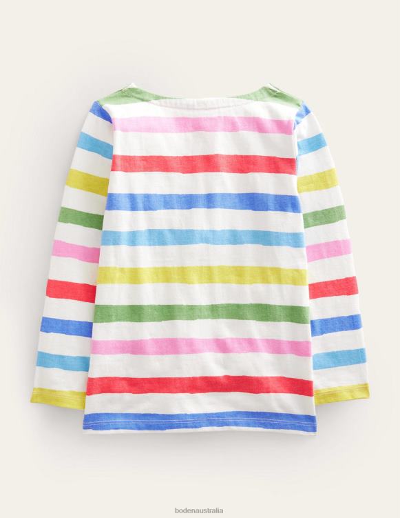Everyday Breton Boden 24RTX756 Clothing Girls Painterly Rainbow Stripe