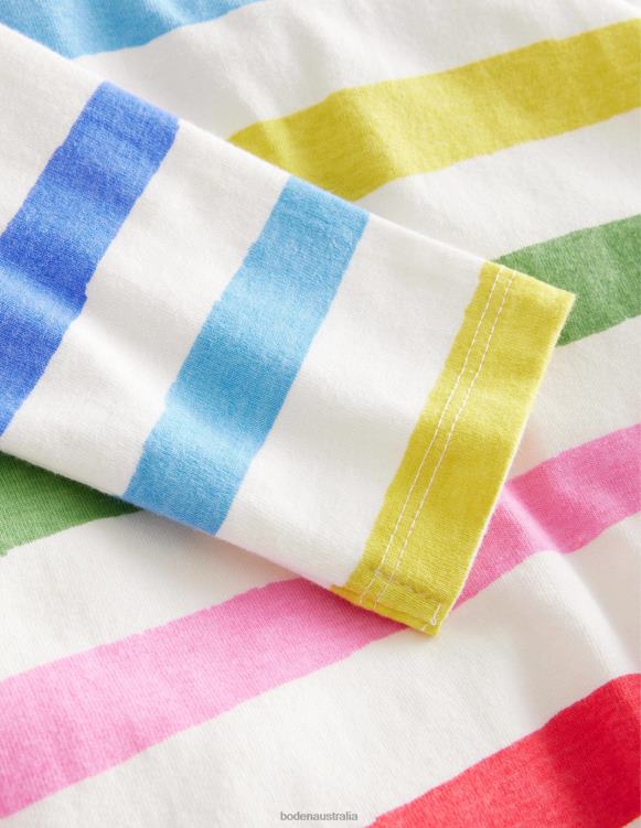 Everyday Breton Boden 24RTX756 Clothing Girls Painterly Rainbow Stripe