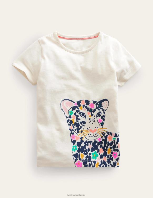 Leopard Logo Tee Boden 24RTX765 Clothing Girls Vanilla Pod Leopard