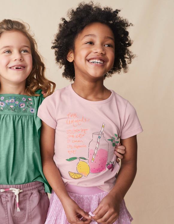 Painterly Printed T-Shirt Boden 24RTX2951 Clothing Girls French Pink Lemonade