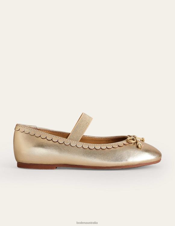 Leather Ballet Flat Boden 24RTX814 Footwear Girls Gold Metallic