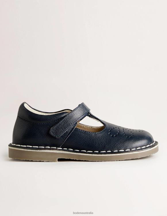 Leather T-bar Flats Boden 24RTX813 Footwear Girls Navy