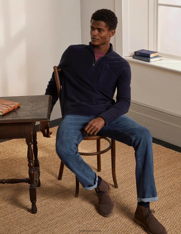 Straight Leg Jeans Boden 24RTX3579 Clothing Men Mid Rinse