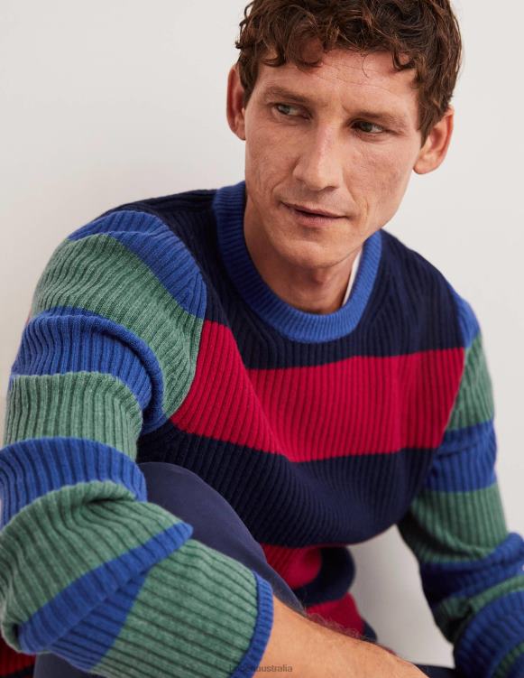 Rib Crew Neck Boden 24RTX3596 Clothing Men Stripe Colourblock