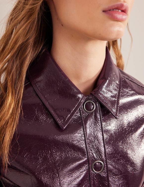 Cropped Collared Jacket Boden 24RTX1897 Clothing Women Maroon