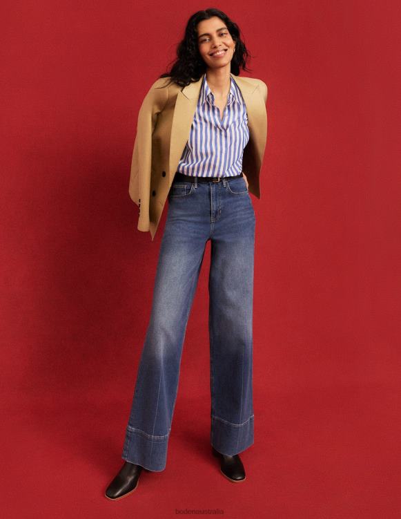 Double Breasted Twill Blazer Boden 24RTX1622 Clothing Women SLATE GREEN