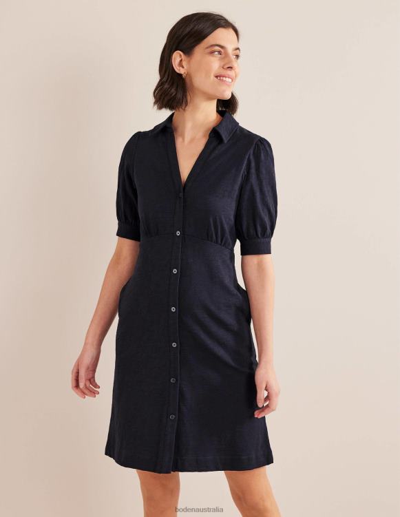 Button Jersey Mini Tea Dress Boden 24RTX2158 Clothing Women Navy