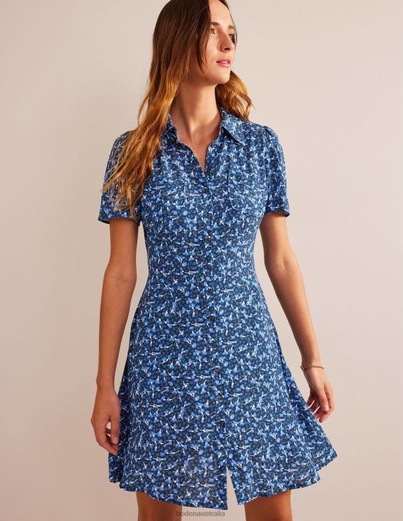 Clara Shirt Dress Boden 24RTX48 Clothing Women French Navy & Flora