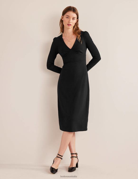 Column Jersey Midi Tea Dress Boden 24RTX1585 Clothing Women Black