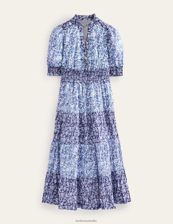 Remix Cotton Maxi Dress Boden 24RTX92 Clothing Women Porcelain Pansy Bloom