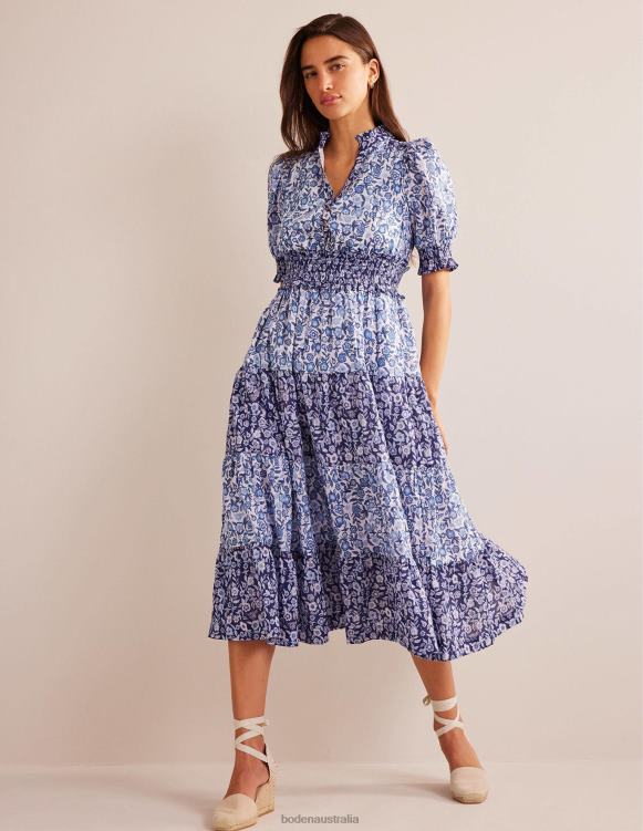 Remix Cotton Maxi Dress Boden 24RTX92 Clothing Women Porcelain Pansy Bloom