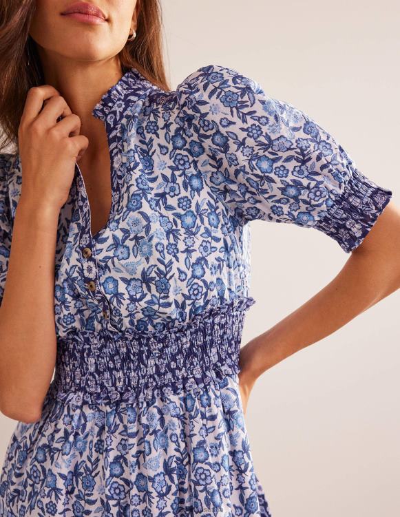 Remix Cotton Maxi Dress Boden 24RTX92 Clothing Women Porcelain Pansy Bloom