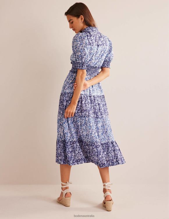 Remix Cotton Maxi Dress Boden 24RTX92 Clothing Women Porcelain Pansy Bloom