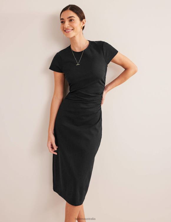 Side Ruched Jersey Midi Dress Boden 24RTX1470 Clothing Women Black