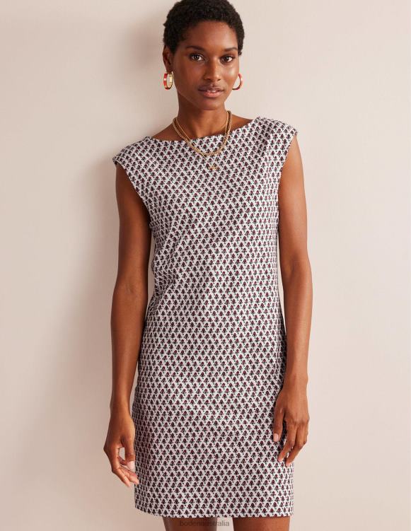 Sleeveless Jersey Shift Dress Boden 24RTX571 Clothing Women Ivory & Tulip Blush