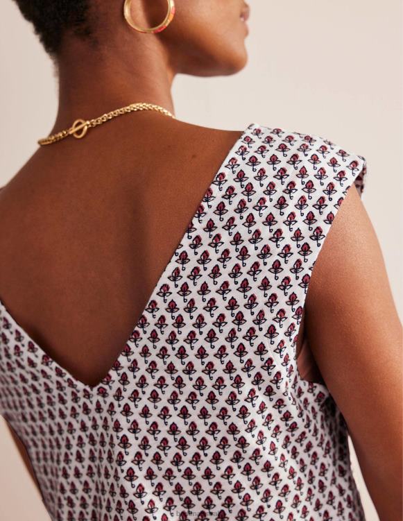 Sleeveless Jersey Shift Dress Boden 24RTX571 Clothing Women Ivory & Tulip Blush