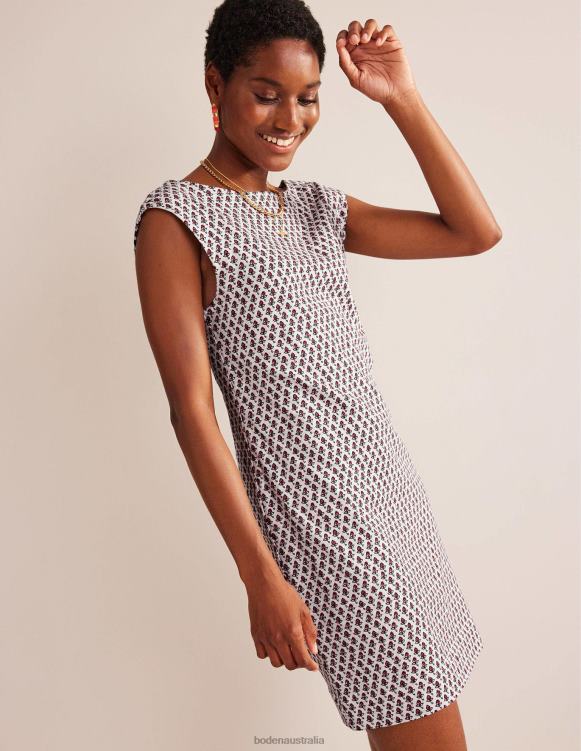 Sleeveless Jersey Shift Dress Boden 24RTX571 Clothing Women Ivory & Tulip Blush